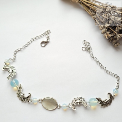 Choker Naszyjnik Fantasy Moon agat opalit księżyc