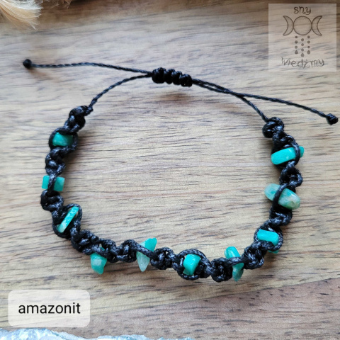 Makramowa bransoletka 10 kamieni amazonit amulet witch makrama Makramowa bransoletka 10 kamieni amazonit amulet witch makrama