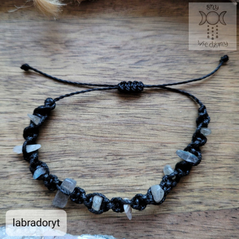 Makramowa bransoletka 10 kamieni labradoryt amulet witch makrama Makramowa bransoletka 10 kamieni labradoryt amulet witch makrama
