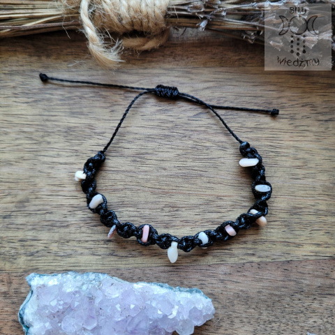 Makramowa bransoletka 10 kamieni różowy peruwiański andyjski amulet witch makrama Makramowa bransoletka 10 kamieni różowy peruwiański andyjski amulet witch makrama