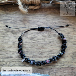 Makramowa bransoletka 10 kamieni turmalin wielobarwny amulet witch makrama