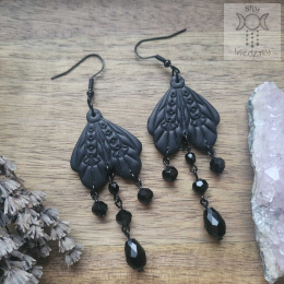 Kolczyki Dark Moth Ćma Ćmy modelina kryształki