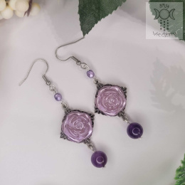Kolczyki Pastel Roses Violet alternative witchy ametyst