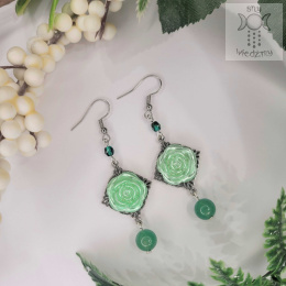 Kolczyki Pastel Roses green alternative witchy awenturyn