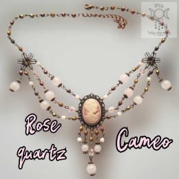 Kolia Rose Quartz Cameo kwarc różowy miedź choker naszyjnik