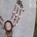 Kolia Rose Quartz Cameo kwarc różowy miedź choker naszyjnik