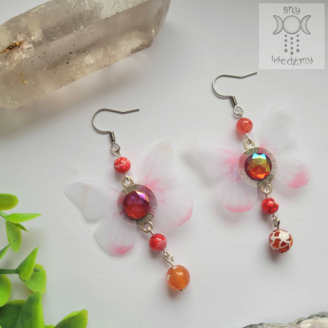 Kolczyki Motylki Kwiat wiśni fioletowy Fairy alternative witchy agat Kolczyki Motylki Kwiat wiśni fioletowy Fairy alternative witchy agat