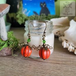 Kolczyki Dynie dynia pomarańczowe pumpkin dyniowe brąz
