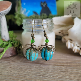Kolczyki Dynie dynia niebieskie pumpkin dyniowe brąz