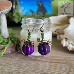 Kolczyki Dynie dynia fioletowe pumpkin dyniowe brąz