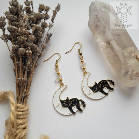 Kolczyki Kitty Dreamer kamień księżycowy koty