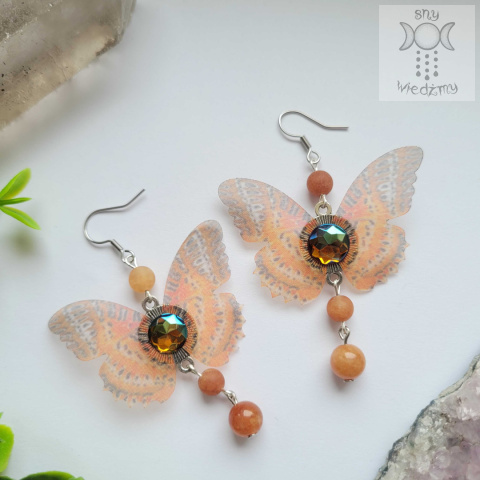 Kolczyki Motylki Brązowe Fairy alternative witchy jadeit Kolczyki Motylki Brązowe Fairy alternative witchy jadeit