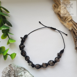 Makramowa bransoletka 10 kamieni kwarc dymny amulet witch makrama