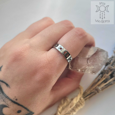 Pierścionek Obrączka Sun & Moon stal księżyc Pierścionek Obrączka Sun & Moon stal księżyc