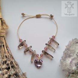 Bransoletka Crystal Love kwarc dymny makrama makramowa