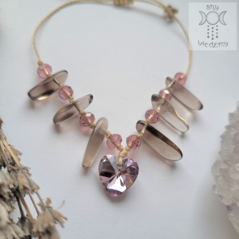Bransoletka Crystal Love kwarc dymny makrama makramowa Bransoletka Crystal Love kwarc dymny makrama makramowa
