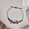 Bransoletka Dark Triple Moon kwarc różowy księżyc