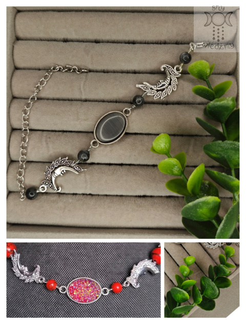 Bransoletka Fantasy Moon howlit czerwony księżyc Bransoletka Fantasy Moon howlit czerwony księżyc