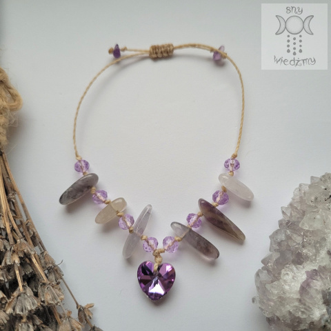 Bransoletka Crystal Love ametyst makrama makramowa