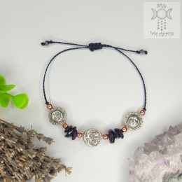 Bransoletka Sun & Moon granat hematyt makrama