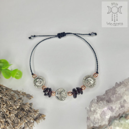 Bransoletka Sun & Moon granat hematyt makrama