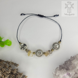 Bransoletka Sun & Moon kwarc z rutylem hematyt makrama