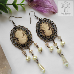 Kolczyki Crystal Cameo kamea kryształki