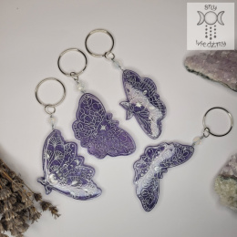Brelok Glitter Moth fiolet opalit ćma