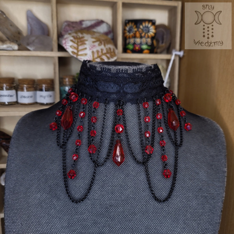Kolia Lace Crystal Red kryształki goth gothic Kolia Lace Crystal Red kryształki goth gothic