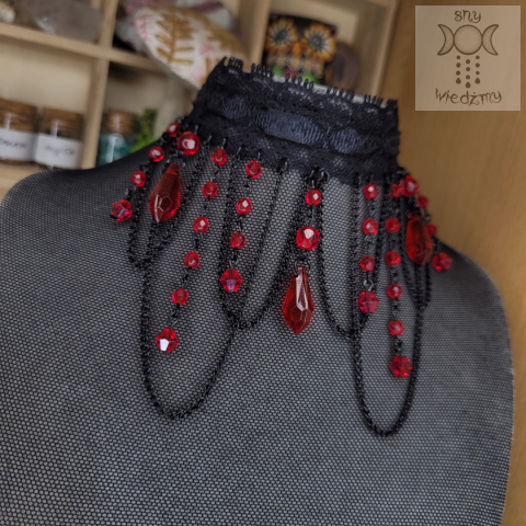 Kolia Lace Crystal Red kryształki goth gothic Kolia Lace Crystal Red kryształki goth gothic
