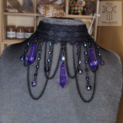Kolia Lace Crystal fiolet kryształki goth gothic Kolia Lace Crystal fiolet kryształki goth gothic