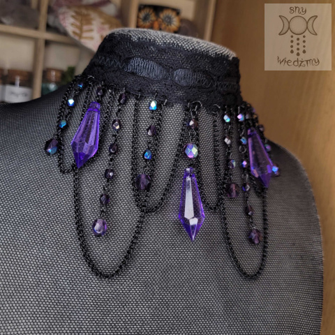 Kolia Lace Crystal fiolet kryształki goth gothic Kolia Lace Crystal fiolet kryształki goth gothic