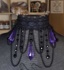Kolia Lace Crystal black violet kryształki goth gothic