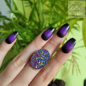 Pierścionek Fake Stone druzy fiolet regulacja