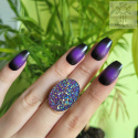 Pierścionek Fake Stone druzy fiolet regulacja