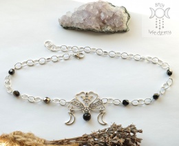 Moth Chain choker naszyjnik opalit triple moon