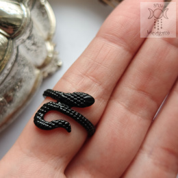 Pierścionek Snake fantasy czarny