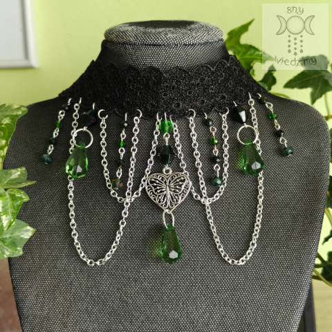 Kolia Crystal Dark Emerald szmaragd nilu koronka choker Kolia Crystal Dark Emerald szmaragd nilu koronka choker