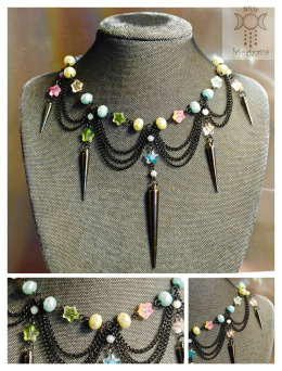 Kolia Naszyjnik Moira fiolet kolce spike gwiazdy Black chain