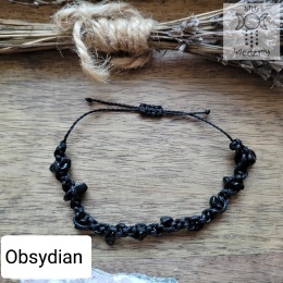 Makramowa bransoletka 10 kamieni obsydian amulet witch makrama