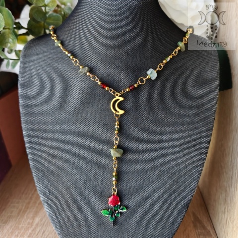 Naszyjnik Rose Moon agat indyjski księżyc róża Naszyjnik Rose Moon agat indyjski księżyc róża