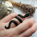 Pierścionek Snake duży wąż czarny