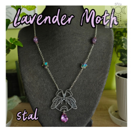 Naszyjnik Lavender Moth ametyst stal gwiazdki kryształki