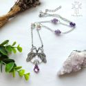 Naszyjnik Lavender Moth ametyst stal gwiazdki kryształki