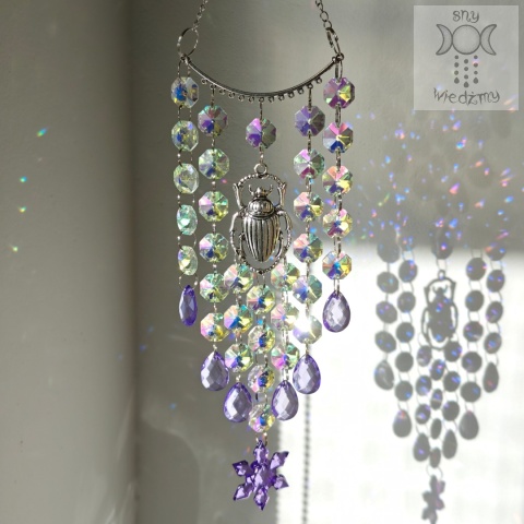 Łapacz słońca Skarabeusz kryształki fioletowy aurora zajączki światełka