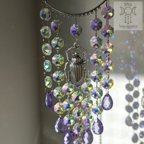 Łapacz słońca Skarabeusz kryształki fioletowy aurora zajączki światełka