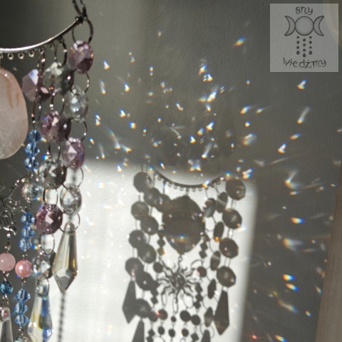 Łapacz Słońca Ayria kryształki Sun Moon Aurora zajączki Agat kwarc różowy girlanda świetlna