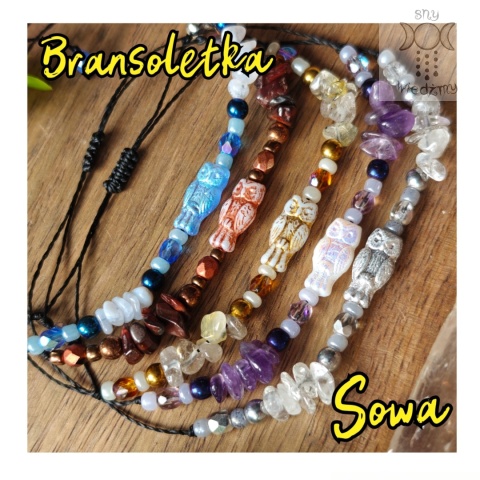 Bransoletka Sowa agat koronkowy crazy lace hematyt koraliki makrama makramowa Bransoletka Sowa agat koronkowy crazy lace hematyt koraliki makrama makramowa