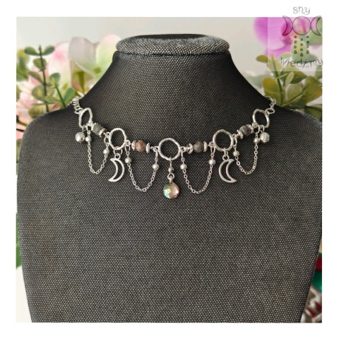Choker Lumina Yooperlite hematyt księżyc moon