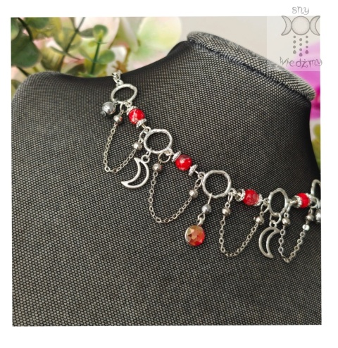 Choker Lumina agat smoczy wężowy czerwony hematyt księżyc moon Choker Lumina agat smoczy wężowy czerwony hematyt księżyc moon